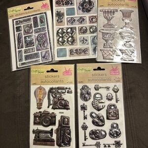 Lot Of 5 Crafters Square Sticker Sheets  50 Puffy Stickers Lot 007 Scrapbook